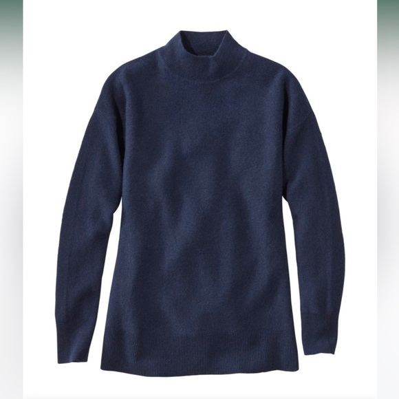 L.L Bean Respun Cashmere Sweater, Mockneck blue - Picture 1 of 15